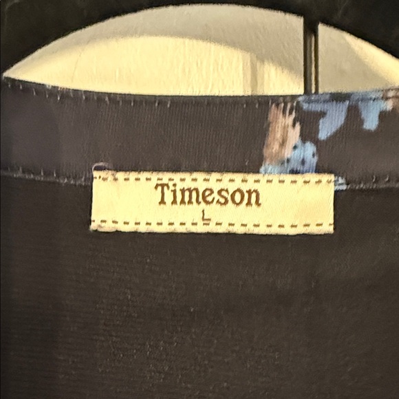 Black Floral Blouse By Timeson. Size L - Picture 2 of 6